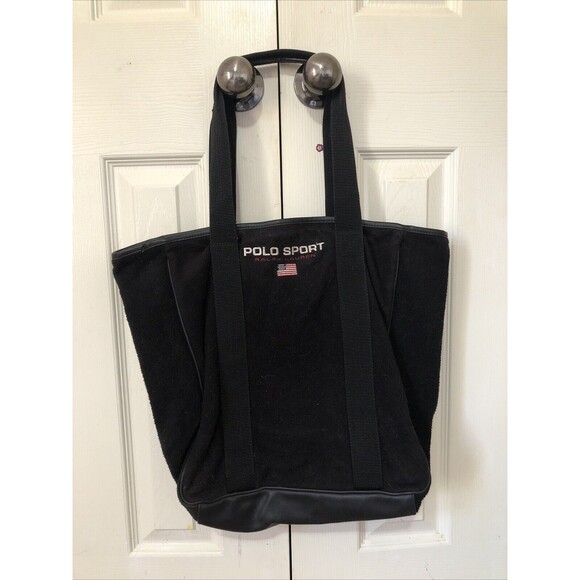 Polo Sport Tote Bag Ralph Clothes Black Limited Edition Iconic FleeceVintage 90s - Picture 1 of 8